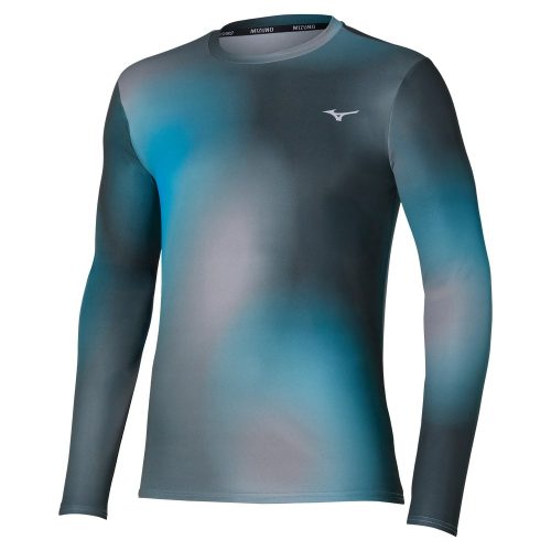 Mizuno Core Graphic Long Sleeve Tee férfi hosszú ujjú futófelső – Dark Slate / Blue Jewel