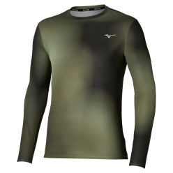 Mizuno Core Graphic Long Sleeve Tee férfi hosszú ujjú futófelső – Forest Night / Martini Olive