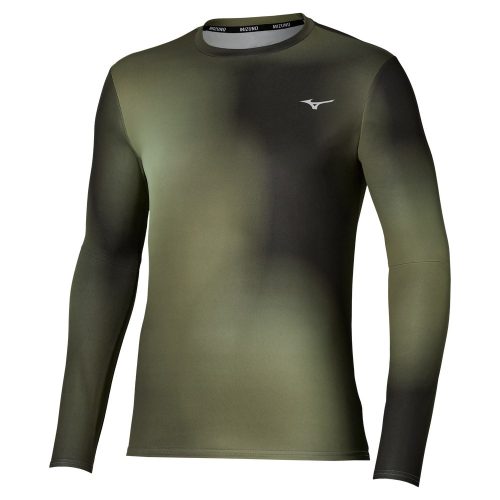 Mizuno Core Graphic Long Sleeve Tee férfi hosszú ujjú futófelső – Forest Night / Martini Olive